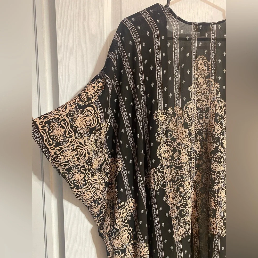 Umgee Oversized Boho Lightweight Coastal Side Slits Kimono Cardigan Size S/M - Picture 5 of 11